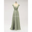 Short Sleeves Floor Length Chiffon Sofa Green Cheap Bridesmaid Dresses Online, WG587