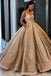Square Neck Sequin Tulle Ball Gown Gold Evening Prom Dresses, Evening Party Prom Dresses, 12158
