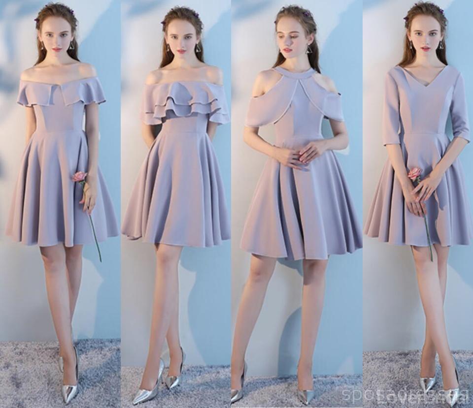 Summer Gray Short Mismatched Custom Cheap Bridesmaid Dresses Online, WG507