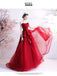 Sweetheart Red Ruffle A-line Long Evening Party Prom Dresses, Dance Dresses, 12333