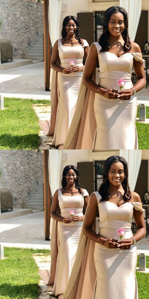 Unique Champagne Mermaid Cheap Long Bridesmaid Dresses Online,WG1470