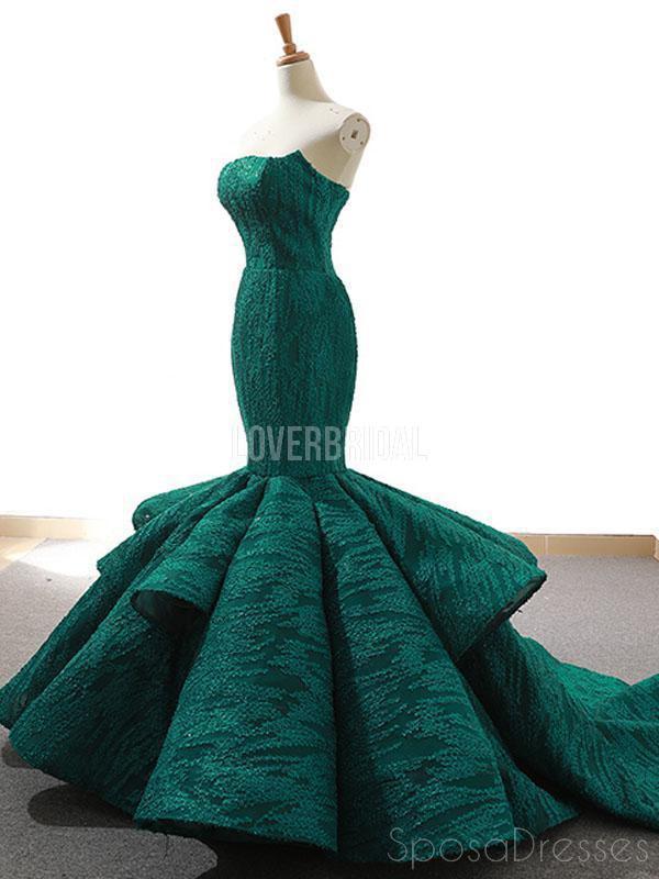 Unique Lace Red Mermaid Long Evening Prom Dresses, Evening Party Prom Dresses, 12261