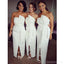 Unique Off White Side Slit Cheap Long Bridesmaid Dresses Online, WG569