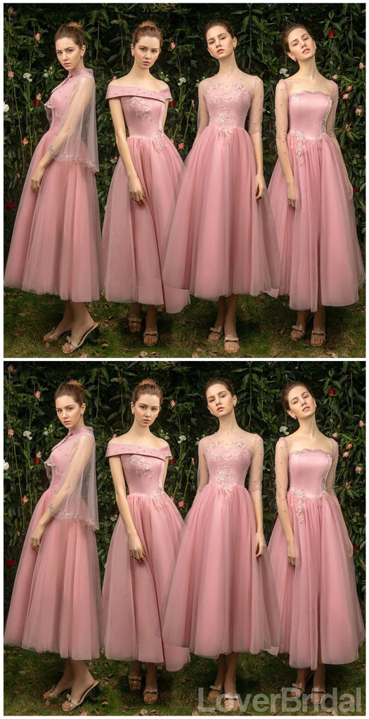 Unique Pink Short Mismatched Cheap Bridesmaid Dresses Online, WG541