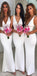 V Neck Off White Sexy Cheap Long Bridesmaid Dresses Online, WG577