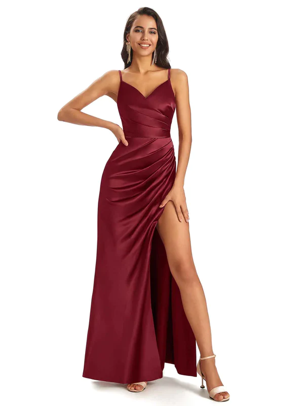 Mismatched Burgundy Mermaid Maxi Long Bridesmaid Dresses For Wedding Party,WG1637