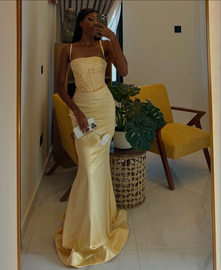 Sexy Yellow Mermaid Long Party Prom Dresses To Impress,Evening Dress,13484