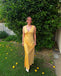 Sexy Yellow V-neck Long Party Prom Dresses To Impress,Evening Dress,13486