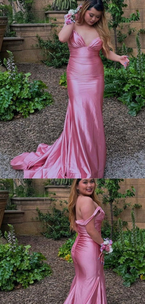 Sexy Pink Mermaid V-neck Maxi Long Party Prom Dresses To Impress,Evening Dress,13370