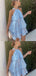 Cute Blue A-line Halter Mini Short Prom Homecoming Dresses Online,CM996