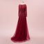 Elegant Mermaid Burgundy Long Sleeves Maxi Long Party Prom Dresses,Evening Dress,13306