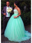 A line Green Ball Gown Evening Prom dresses, tulle prom dresses, prom dresses 2017, dresses for prom, sexy prom dress, 17018