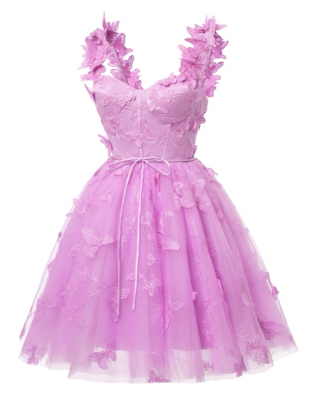 Cute Floral Purple A-line Mini Short Prom Homecoming Dresses Online,CM1003