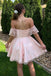 Cute Pink A-line Off Shoulder Mini Short Prom Homecoming Dresses Online,CM1017