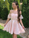 Cute Pink A-line Off Shoulder Mini Short Prom Homecoming Dresses Online,CM1017