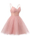 Cute Pink A-line Spaghetti Straps Mini Short Prom Homecoming Dresses Online,CM1000