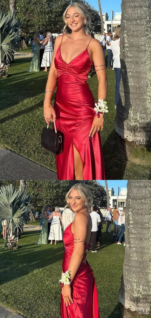 Sexy Red Mermaid V-neck Long Party Prom Dresses To Impress,Evening Dress,13510