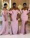 Elegant Pink Mermaid Off Shoulder Maxi Long Bridesmaid Dresses For Wedding Party,WG1624