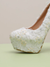 Elegant Women's Wedding Shoes Decorative Lace Wedding Heels Bridal Shoes With Beading, H97