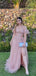 Floral A-line Off Shoulder Side Slit Maxi Long Party Prom Dresses, Evening Dress,13234