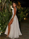 Gorgeous A-line One Shoulder High Slit Maxi Long Party Prom Dresses,13102