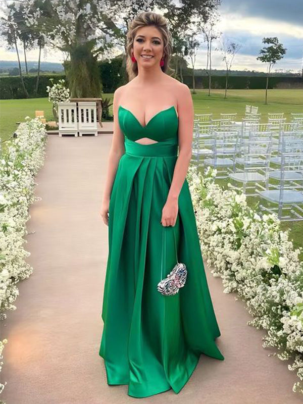 Sexy A-line Green Strapless Maxi Long Party Prom Dresses To Impress,Evening Dress,13369