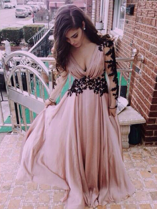 Long Sleeve Prom Dresses,Long Prom Dresses, V-neck Prom Dresses,Long Sleeve Prom Dresses, Chiffon Prom Dresses, Popular Prom Dresses,Custom Prom Dresses,Prom Dresses Online,PD0112