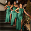 Mismatched Green Mermaid Side Slit Maxi Long Bridesmaid Dresses For Wedding,WG1571