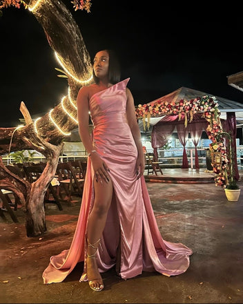 Mismatched Pink Mermaid Side Slit Mermaid Maxi Long Bridesmaid Dresses,WG1650