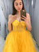 Popular Yellow A-line Spaghetti Straps Maxi Long Party Prom Dresses, Evening Dress,13223