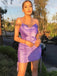 Sexy Purple Spaghetti Straps Mini Short Prom Homecoming Dresses Tight,CM1025