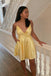 Sexy A-line Yellow V-neck Mini Short Prom Homecoming Dresses Online,CM1010