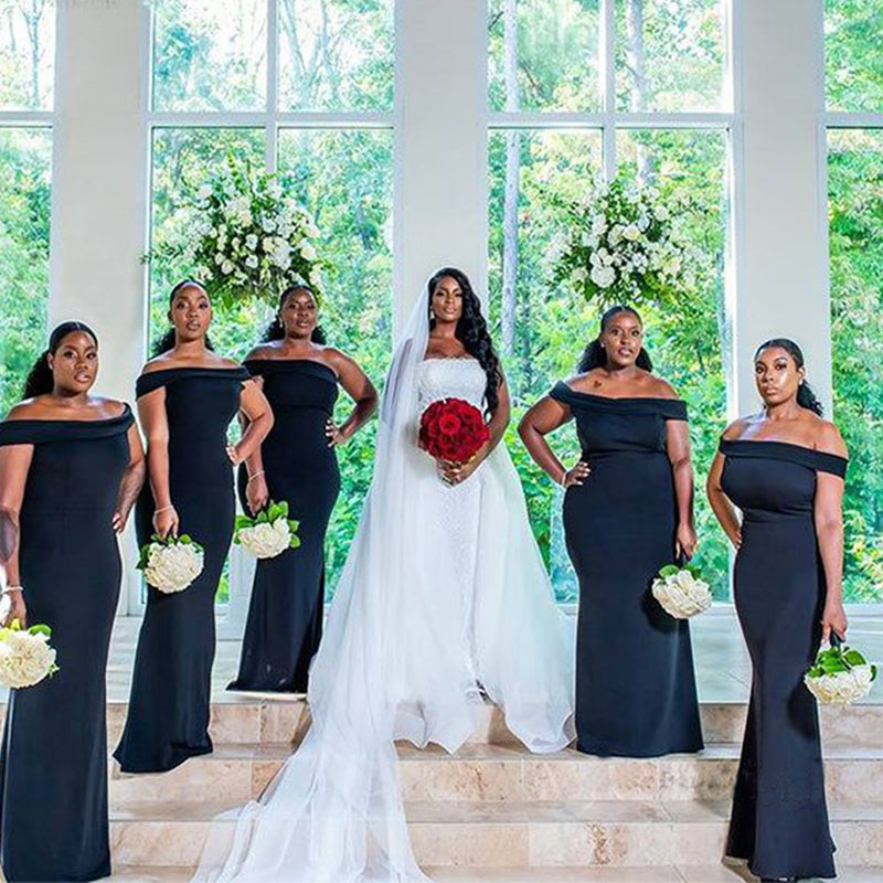 Sexy Black Mermaid Maxi Long Bridesmaid Dresses For Wedding Party,WG1586