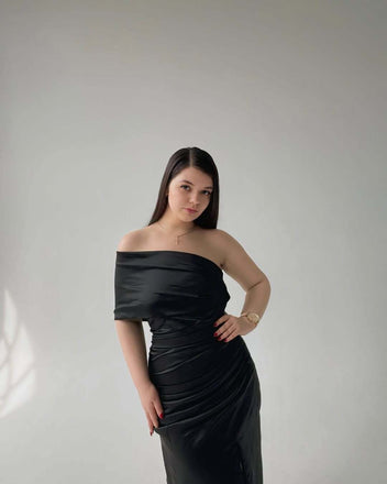 Sexy Black Mermaid Side Slit One Shoulder Mermaid Maxi Long Bridesmaid Dresses,WG1649