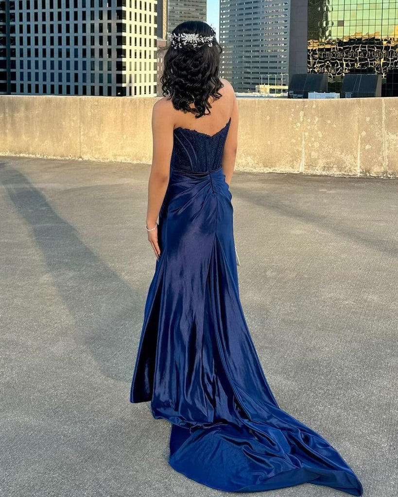 Sexy Blue Mermaid Side Slit Long Party Prom Dresses To Impress,Evening Dress,13527