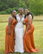 Sexy Burnt Orange Mermaid Maxi Long Bridesmaid Dresses For Wedding Party,WG1590