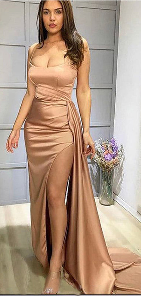 Sexy Mermaid Straps Side Slit Maxi Long Party Prom Dresses, Evening Dress,13224