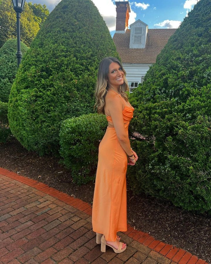 Sexy Orange Sheath Spaghetti Straps Maxi Long Party Prom Dresses, Evening Dress,13169