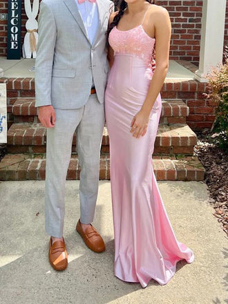 Sexy Pink Mermaid Spaghetti Straps Long Party Prom Dresses To Impress,Evening Dress,13571