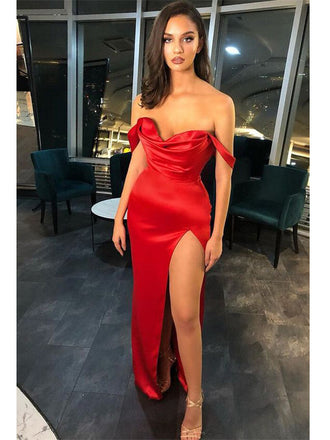 Sexy Red Sheath Side Slit Maxi Long Party Prom Dresses, Evening Dress,13134