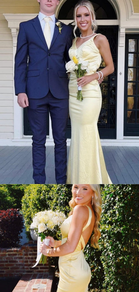 Sexy Yellow Mermaid Long Party Prom Dresses To Impress,Evening Dress,13542