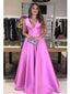 Simple A-line Deep V-neck Straps Long Party Prom Dresses, Evening Dress,13210
