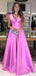 Simple A-line Deep V-neck Straps Long Party Prom Dresses, Evening Dress,13210