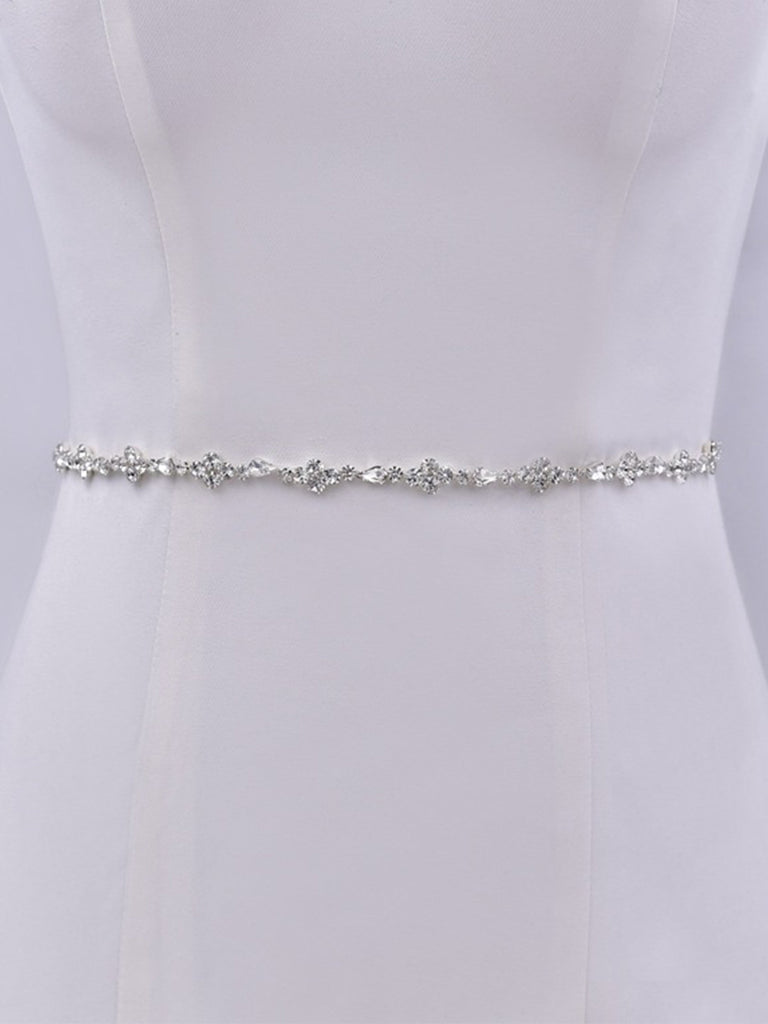 Simple Sparkly Beaded Thin Brides Sash For Wedding,S305