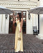 Simple Yellow A-line V-neck Maxi Long Party Prom Dresses, Evening Dress,13208