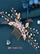 Sparkly Ladies Pearl Crystal Hair Comb Gold Alloy Leaf Hair Accessories for Women, HP180