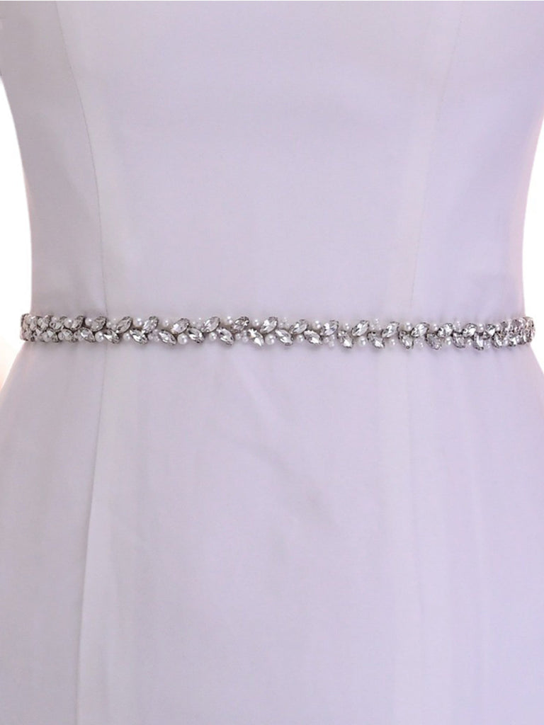 Sparkly Luxury Beaded Thin Brides Sash For Wedding,S383