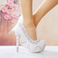 Women's Wedding Shoes Decorative White Pearl Wedding Heels Bridal Shoes, H87