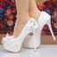 Women's Wedding Shoes Decorative White Lace Wedding Heels Bridal Shoes, H88