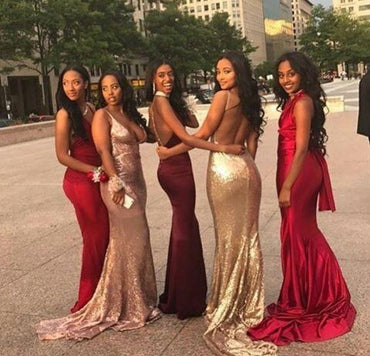 Affordable Mismatched Mermaid Long Bridesmaid Dresses, Cheap Unique Custom Long Bridesmaid Dresses, Affordable Bridesmaid Gowns, BD107